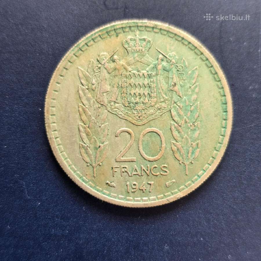Monakas 1947 20 Francs Cu-ni - nuotraukos Nr. 2