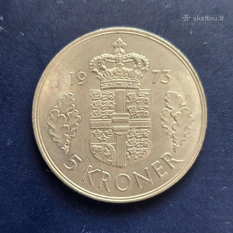 Danija 1973 5 Kroner Cu-ni - nuotraukos Nr. 2