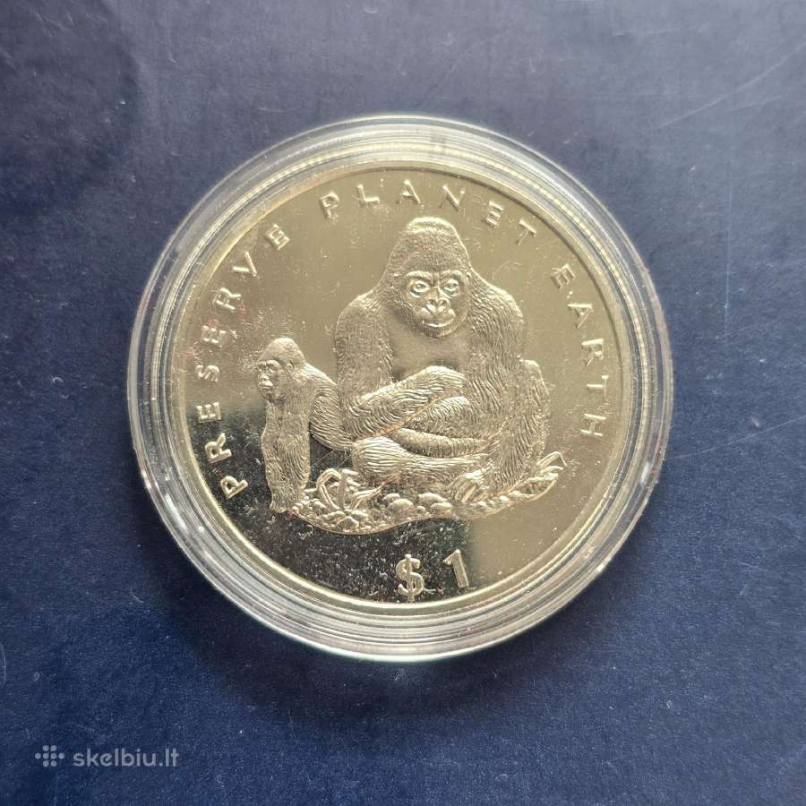 Liberija 1994 1 Dollar Cu-ni Gorilos
