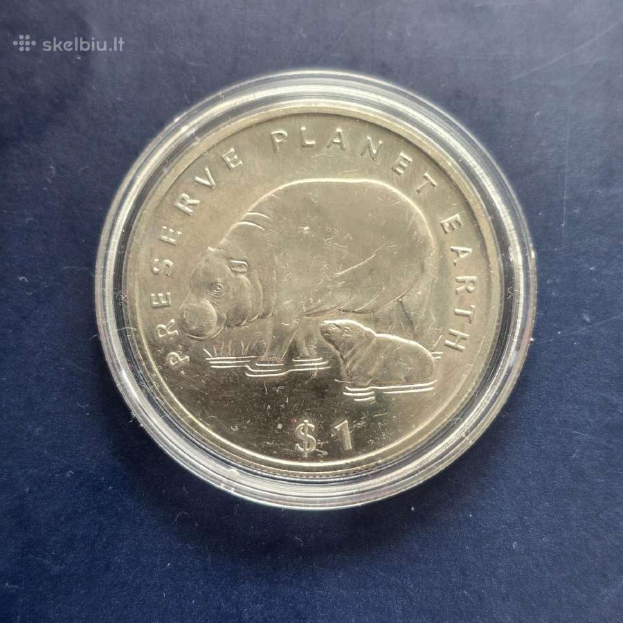 Liberija 1994 1 Dollar Cu-ni Pygmy Hippo