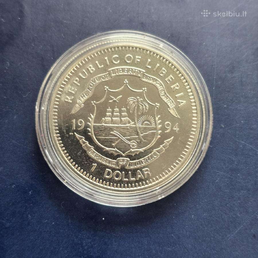 Liberija 1994 1 Dollar Cu-ni Pygmy Hippo - nuotraukos Nr. 2