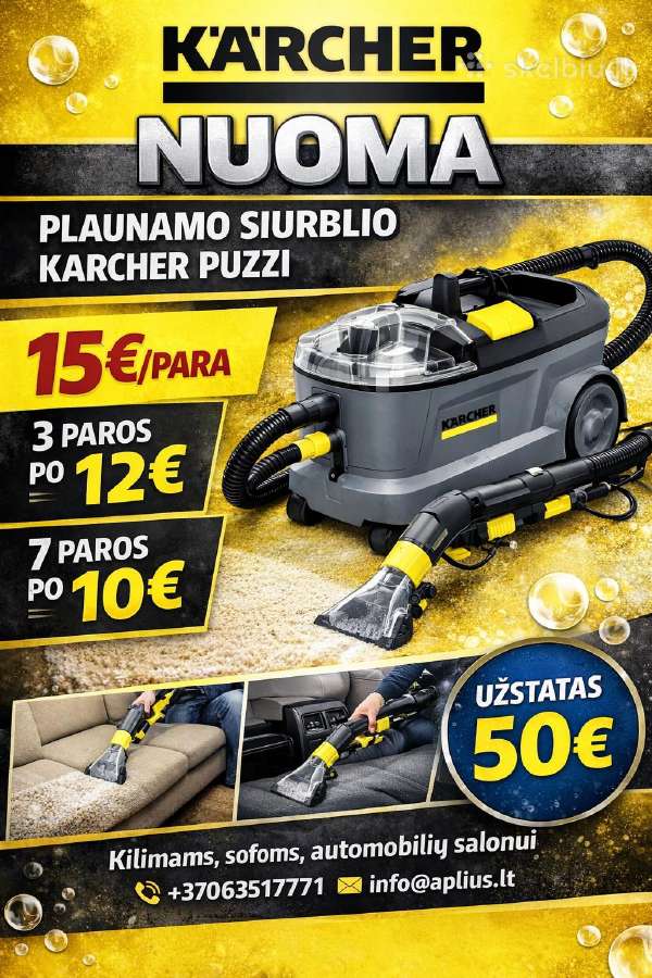 Karcher puzzi plaunamo siurblio nuoma 15e