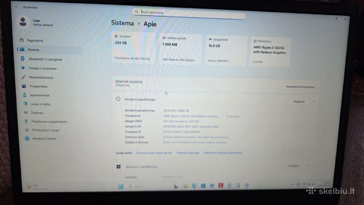 Nešiojamasis kompiuteris Lenovo E15 15,6"