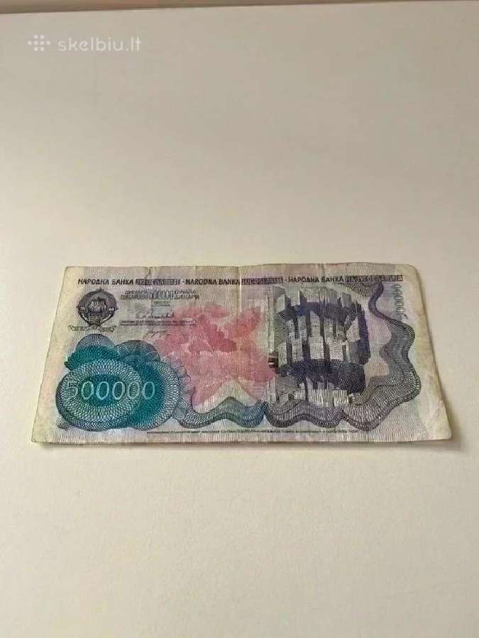 Yugoslavia 500 000 Jugoslavijos dinarų banknotas