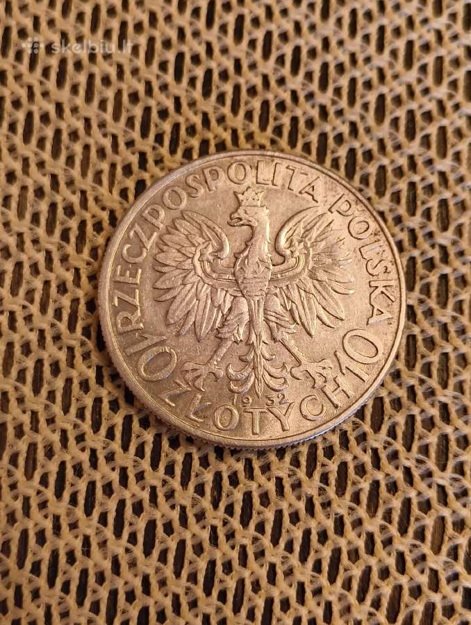Sidabro Moneta 10 Zlot 1932 m. .Zr. Foto. Apyvarti - nuotraukos Nr. 5