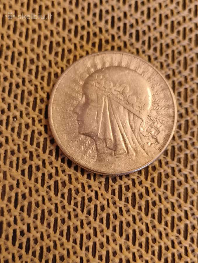 Sidabro Moneta 10 Zlot 1932 m. Su Kalyklos Ženklu - nuotraukos Nr. 5