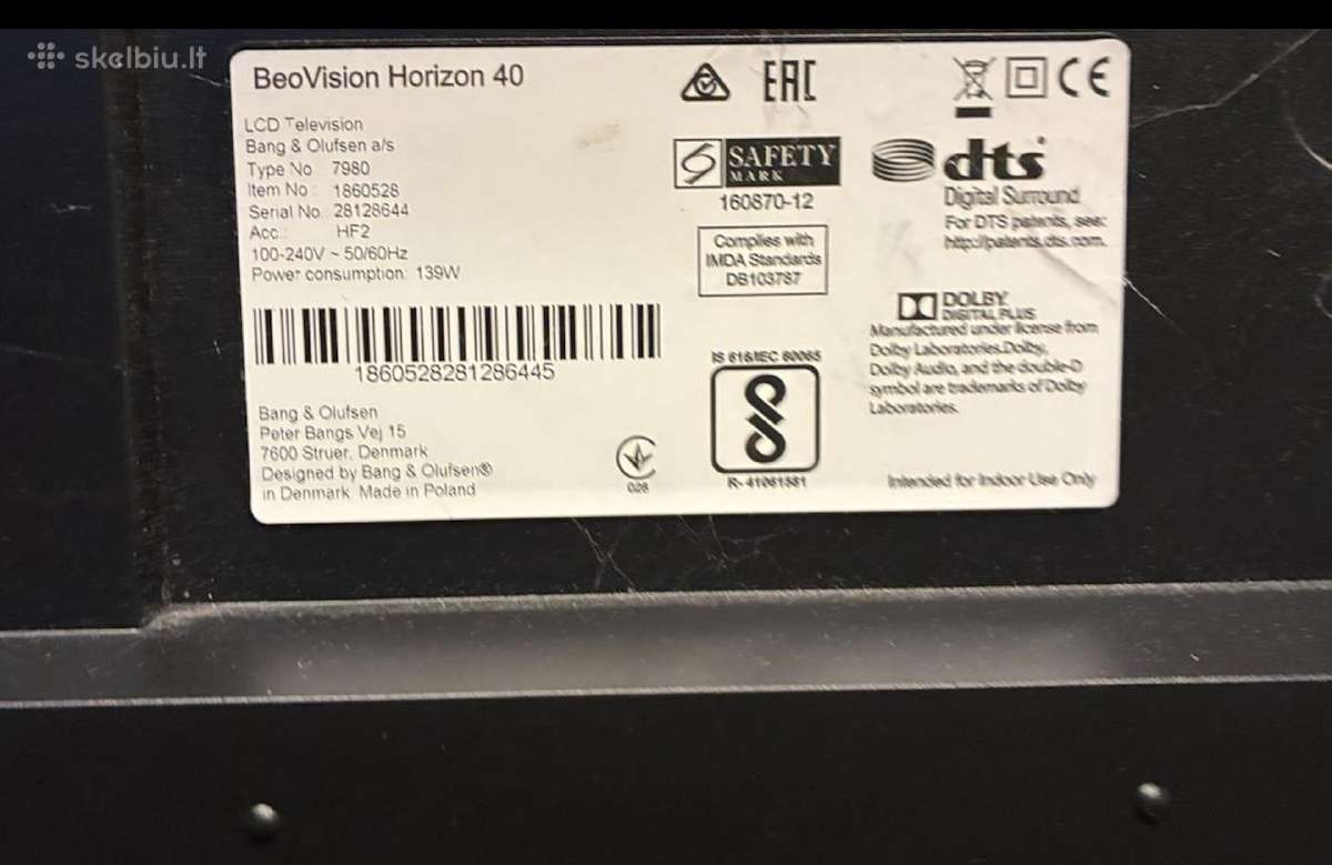 Bang & Olufsen Beovision Horizon 40 TV 4k - nuotraukos Nr. 2