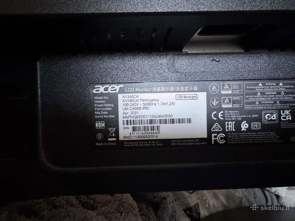 Monitorius Acer Xv340ck - nuotraukos Nr. 3