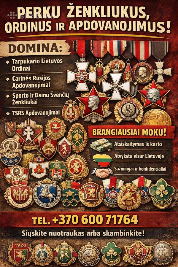 Brangiai Perku Ženkliukus, Ordinus, Apdovanojimus