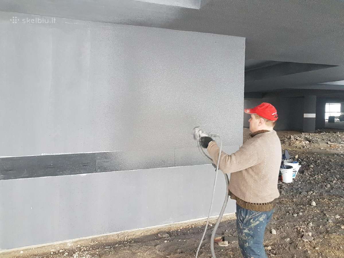 Dekoratyvinio tinko, struktūros purškimas, dėjimas