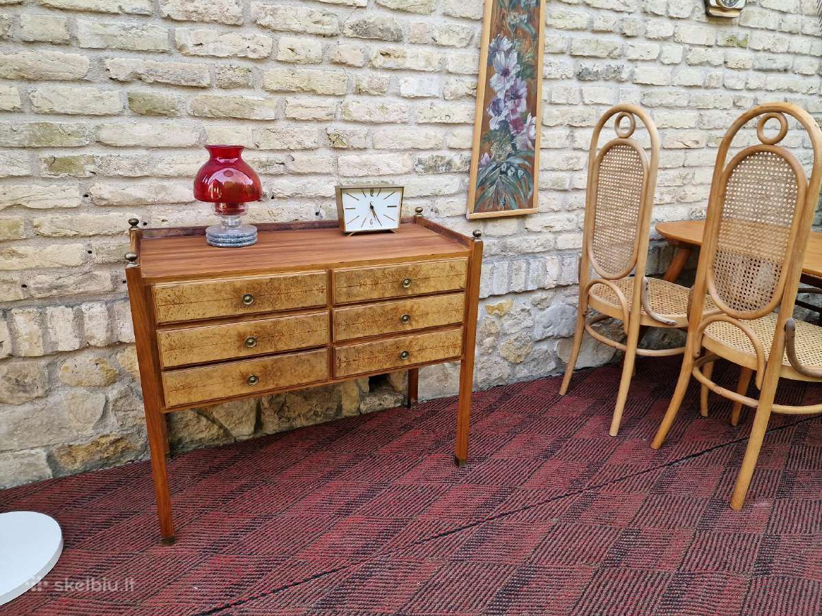 Vintažinė mid century riešutmedžio komoda - nuotraukos Nr. 4