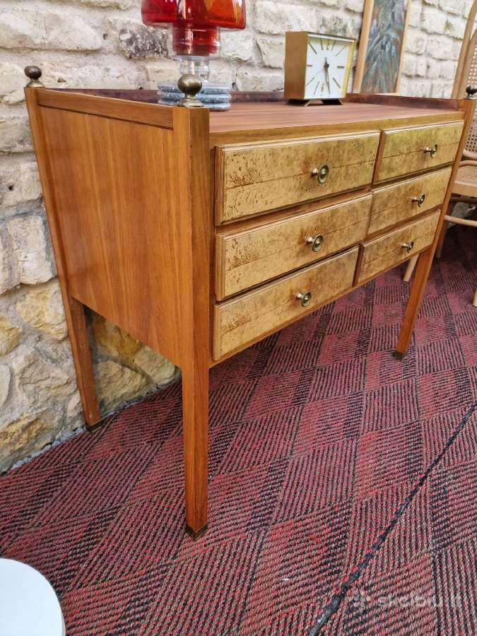 Vintažinė mid century riešutmedžio komoda - nuotraukos Nr. 5