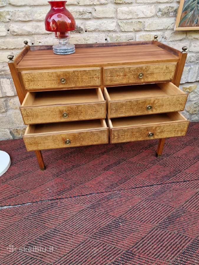 Vintažinė mid century riešutmedžio komoda - nuotraukos Nr. 19