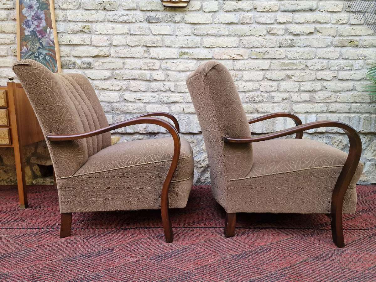 Vintažiniai Art Deco bukmedžio foteliai - nuotraukos Nr. 2