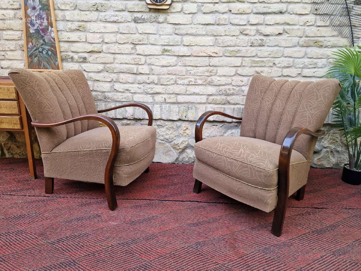 Vintažiniai Art Deco bukmedžio foteliai - nuotraukos Nr. 3