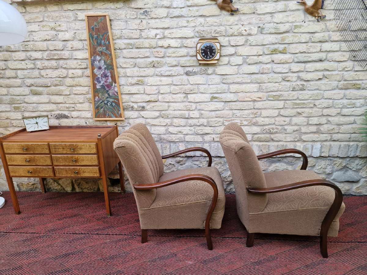 Vintažiniai Art Deco bukmedžio foteliai - nuotraukos Nr. 4