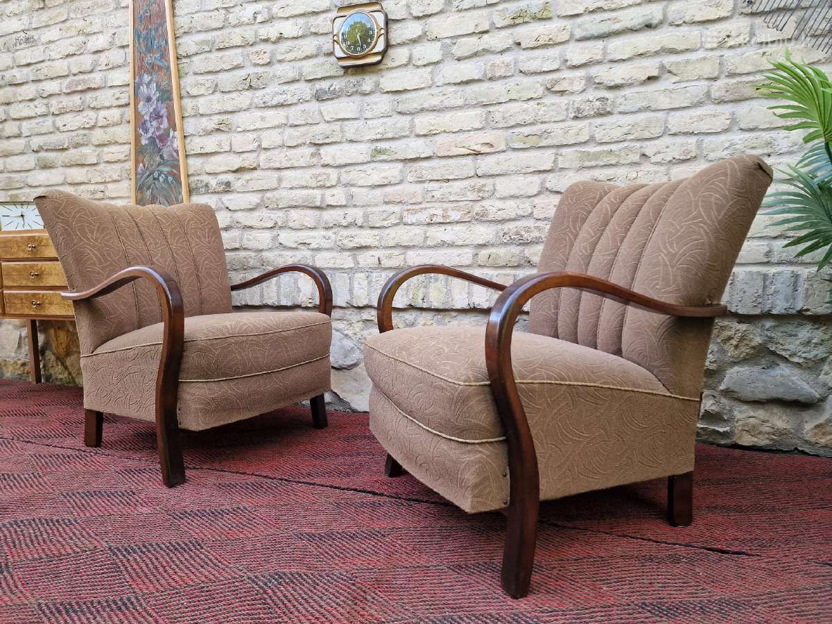 Vintažiniai Art Deco bukmedžio foteliai - nuotraukos Nr. 5
