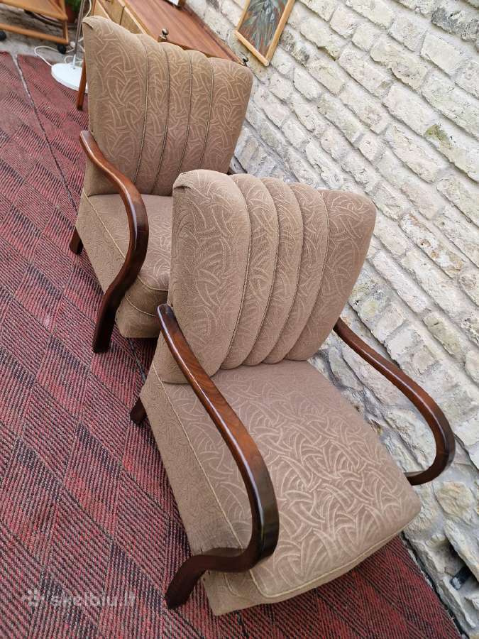 Vintažiniai Art Deco bukmedžio foteliai - nuotraukos Nr. 6