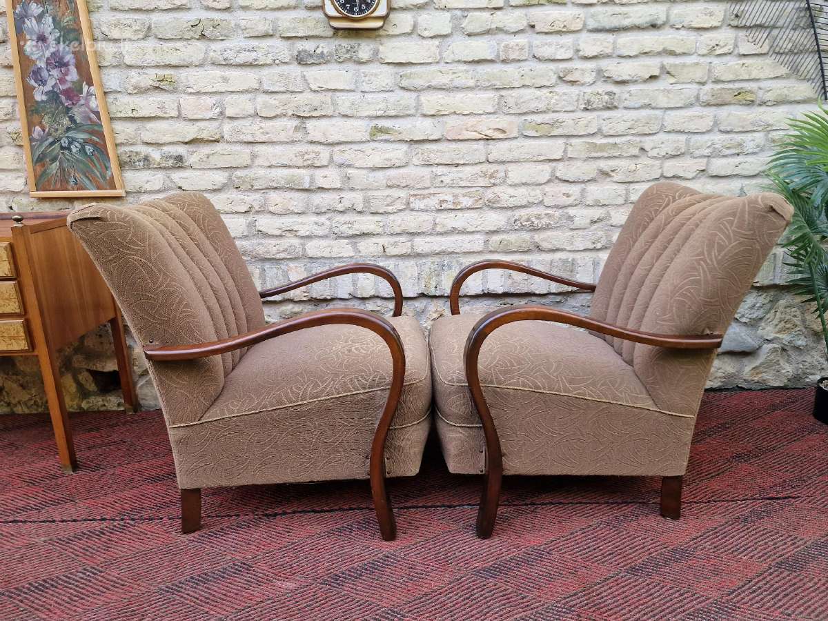 Vintažiniai Art Deco bukmedžio foteliai - nuotraukos Nr. 7
