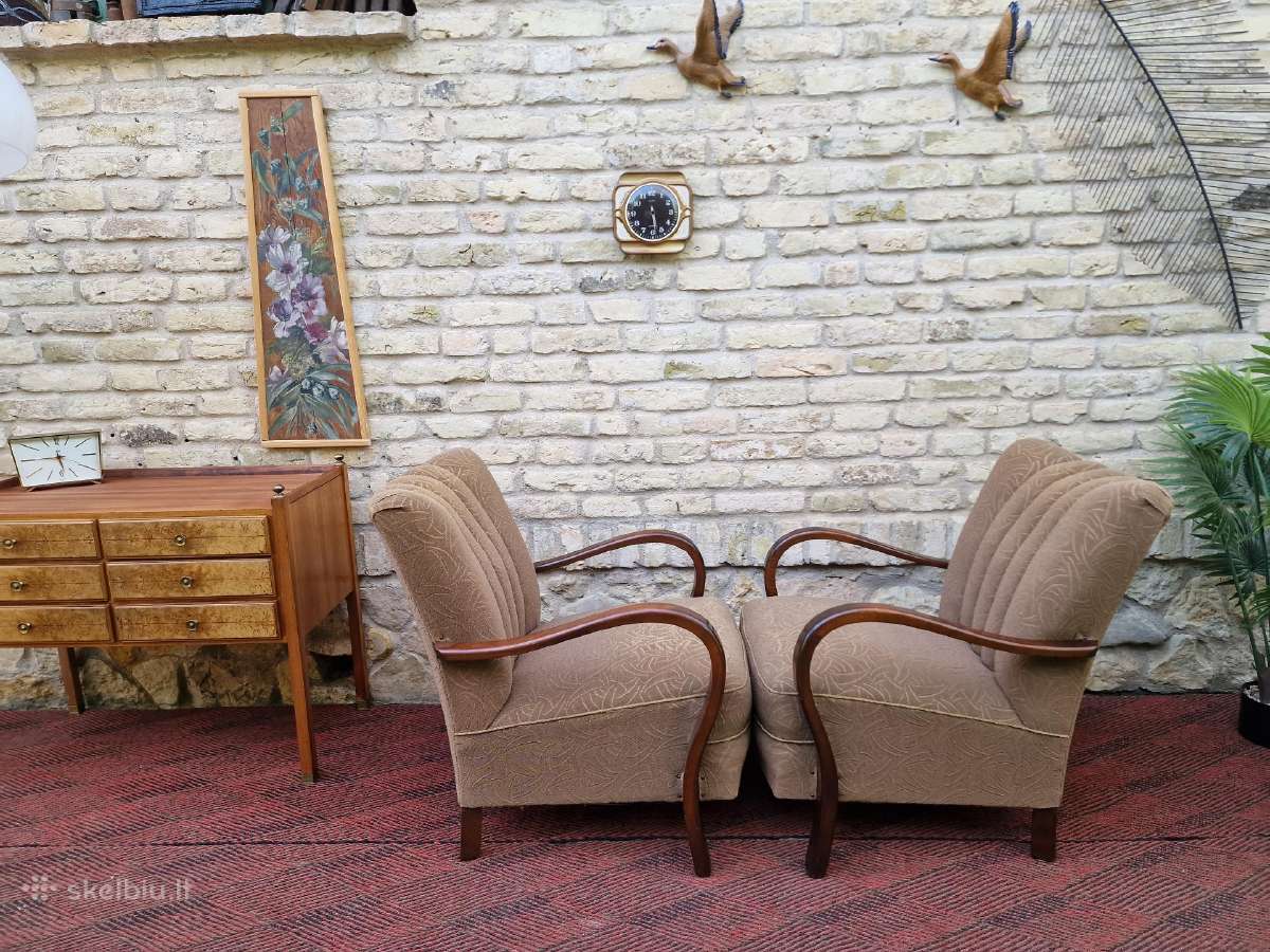 Vintažiniai Art Deco bukmedžio foteliai - nuotraukos Nr. 10
