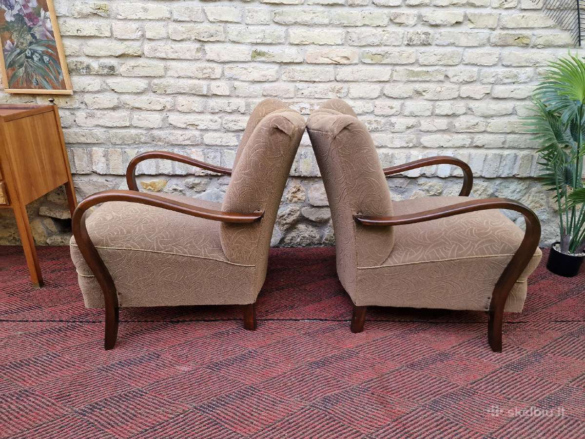Vintažiniai Art Deco bukmedžio foteliai - nuotraukos Nr. 13