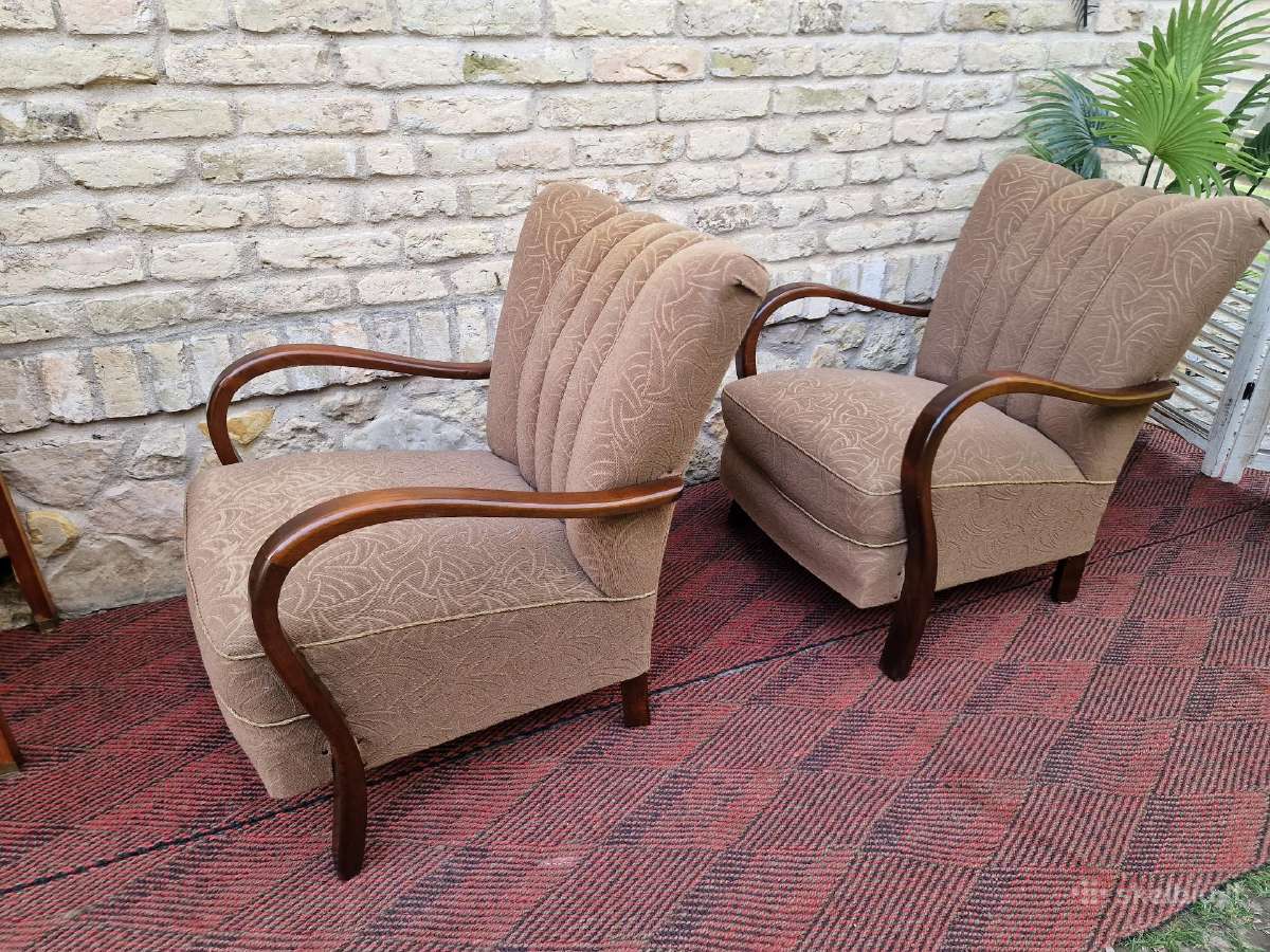 Vintažiniai Art Deco bukmedžio foteliai - nuotraukos Nr. 14