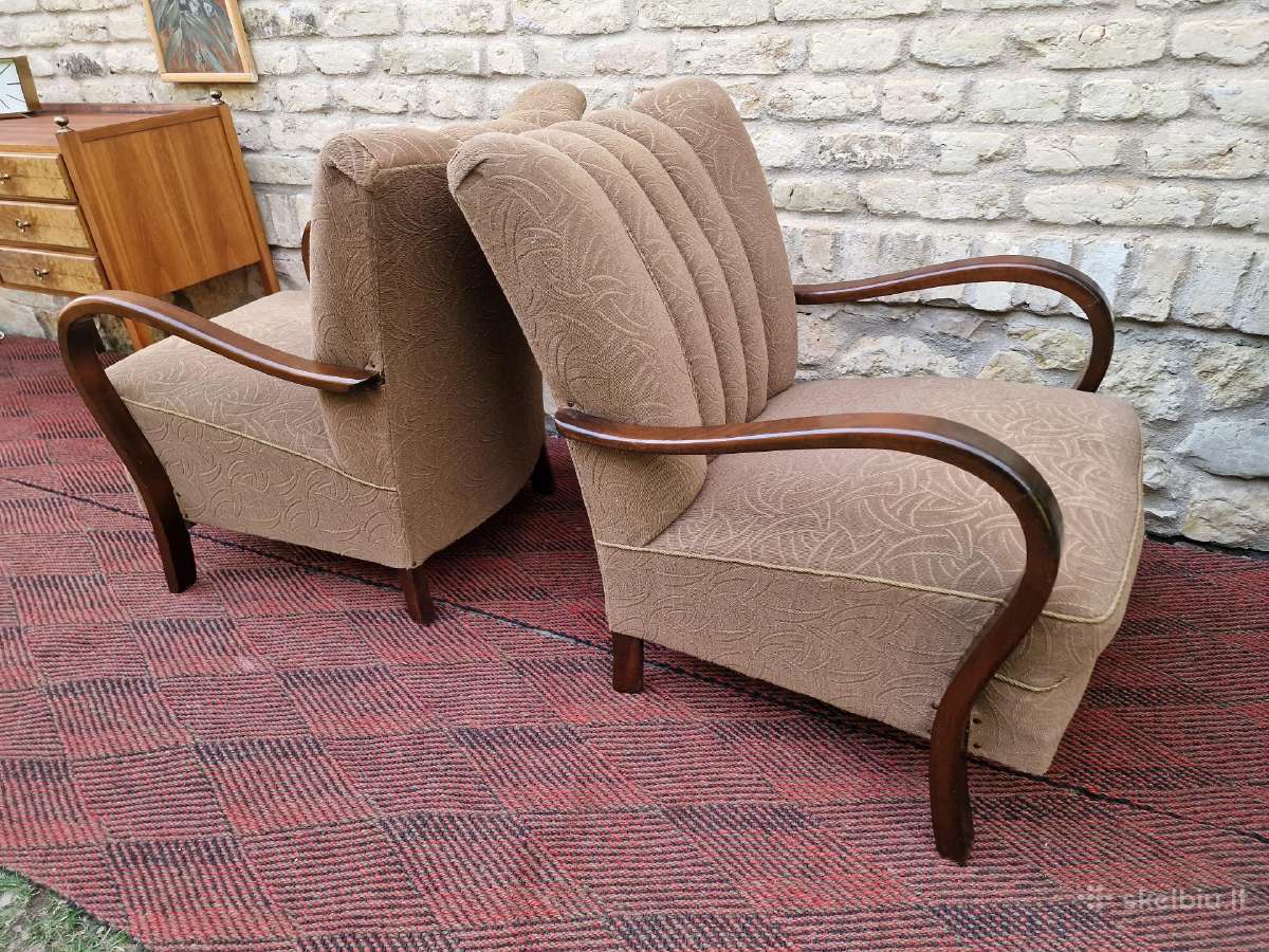 Vintažiniai Art Deco bukmedžio foteliai - nuotraukos Nr. 17
