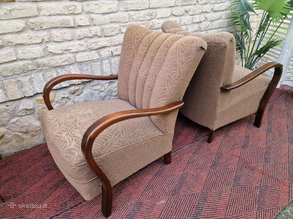 Vintažiniai Art Deco bukmedžio foteliai - nuotraukos Nr. 20