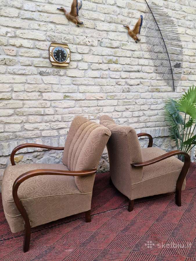 Vintažiniai Art Deco bukmedžio foteliai - nuotraukos Nr. 21