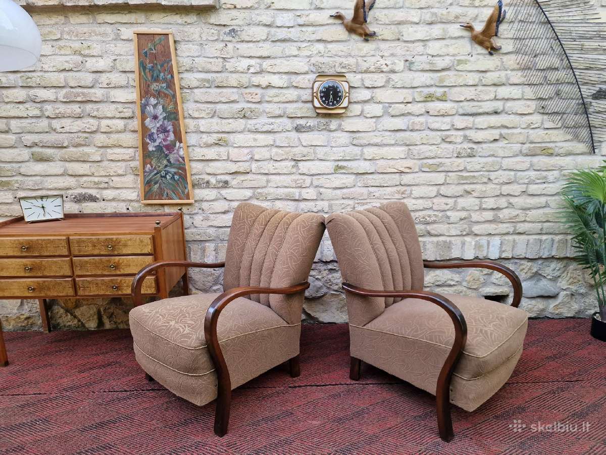 Vintažiniai Art Deco bukmedžio foteliai - nuotraukos Nr. 23