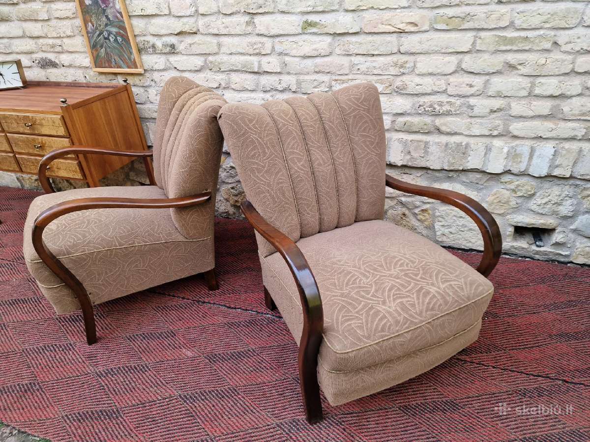 Vintažiniai Art Deco bukmedžio foteliai - nuotraukos Nr. 24