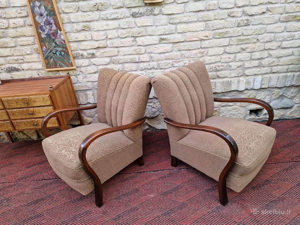 Vintažiniai Art Deco bukmedžio foteliai - nuotraukos Nr. 27