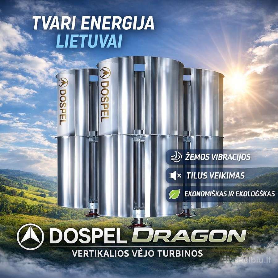 Dospel Dragon 1000+ vėjo turbina integracija i sau