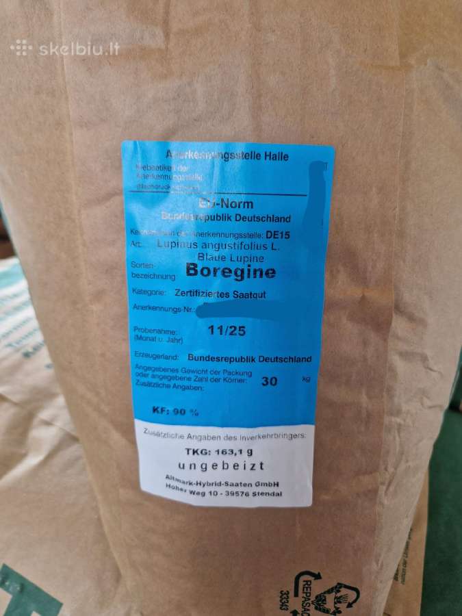 Sertifikuoti siauralapiai, geltonieji lubinai