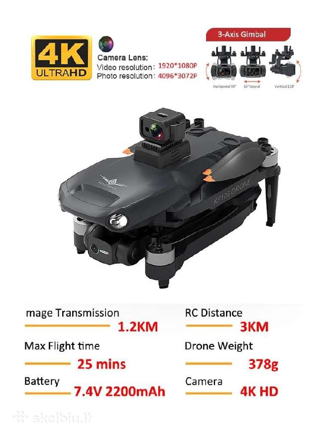 Dronas K106 Max su dviejomis baterijomis GPS WiFi - nuotraukos Nr. 9