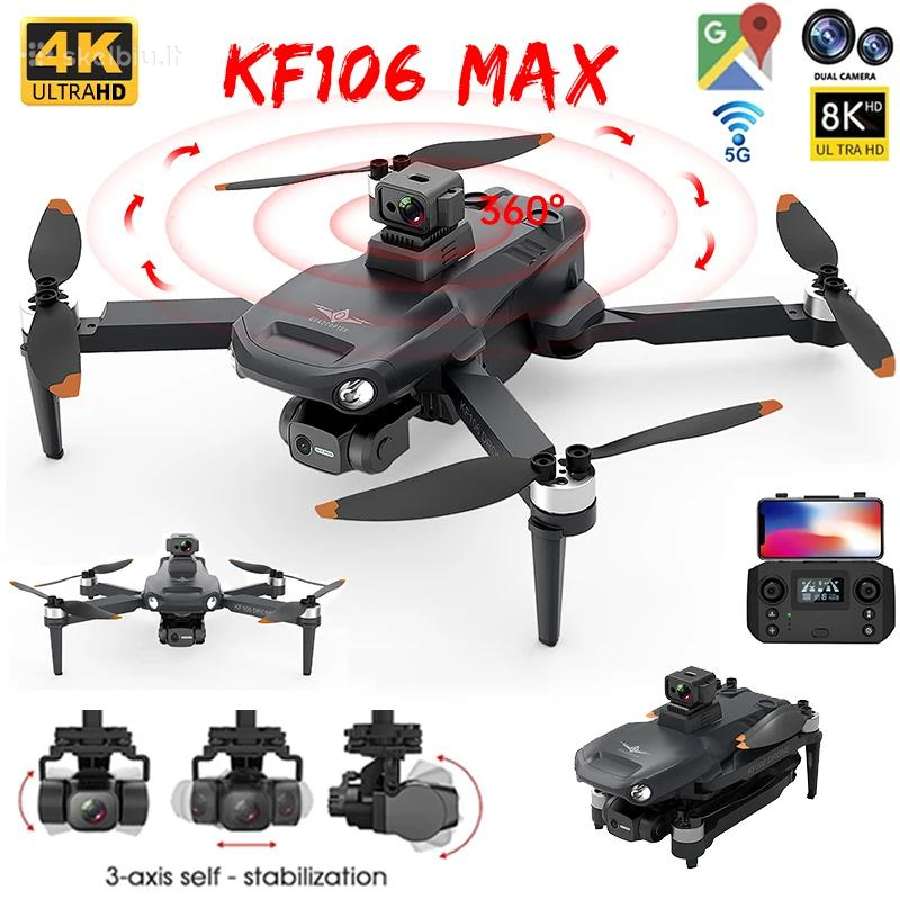 Dronas K106 Max su dviejomis baterijomis GPS WiFi