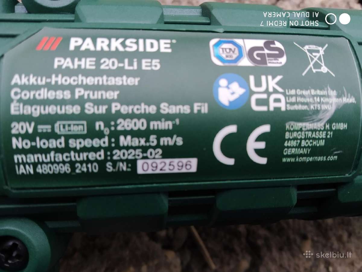 Aukštapjovė, šakų genėtuvas Parkside. - nuotraukos Nr. 5