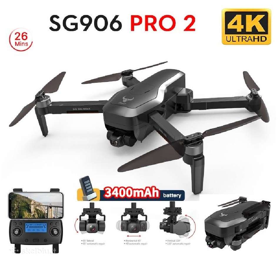 S906 Pro2 dronas su dviejomis kameromis 4k GPS Wif