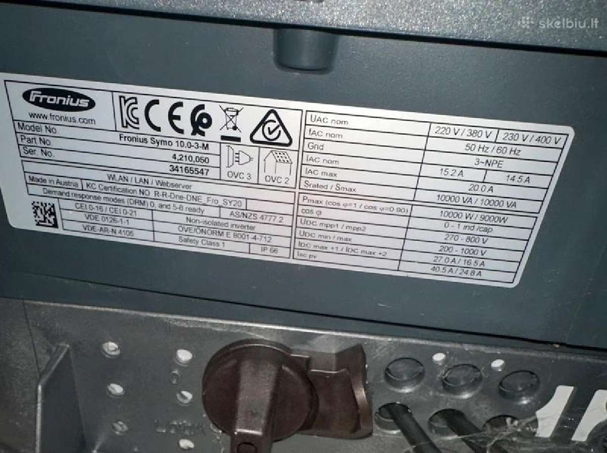 Fronius Symo 10.0-3-m remontui - nuotraukos Nr. 2