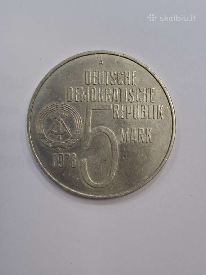 Vokietijos Demokratinės Respublikos 5 markės 1978 - nuotraukos Nr. 3