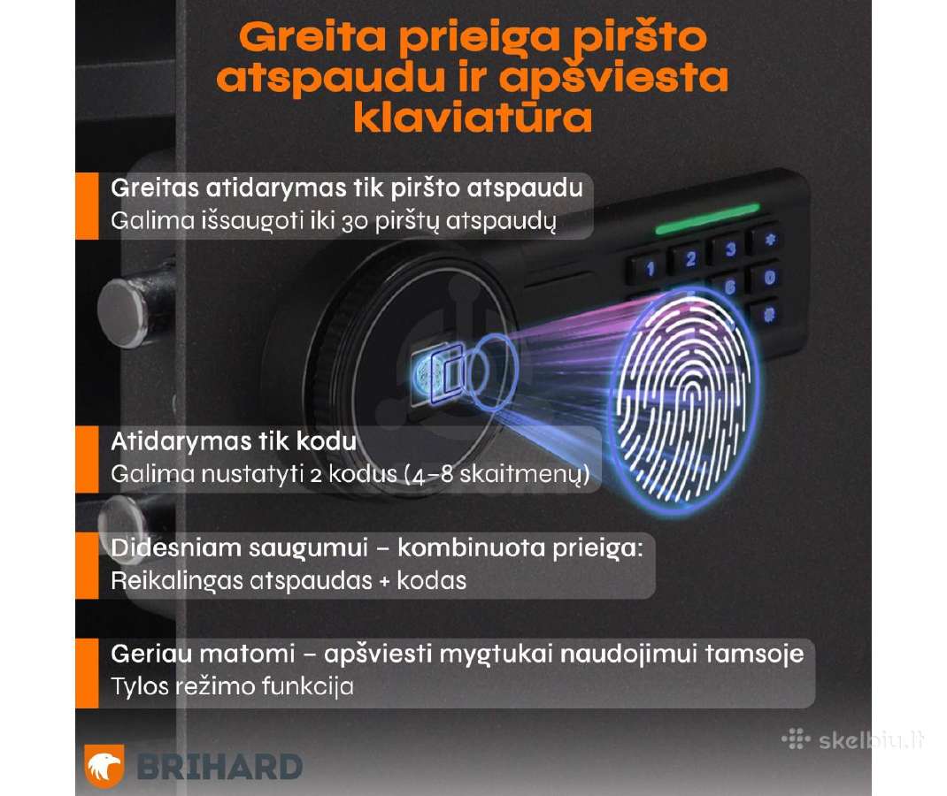 Naujas aldinis seifas su piršto antspaudu - nuotraukos Nr. 3