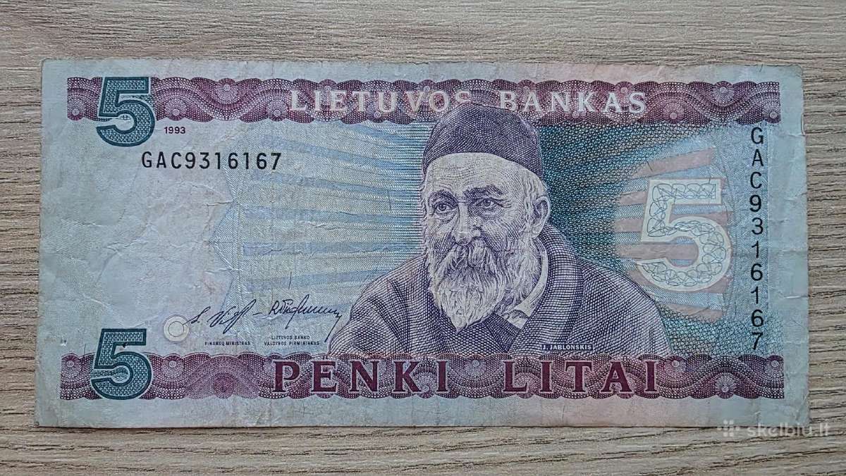 1993 metų 5 litai Jablonskis