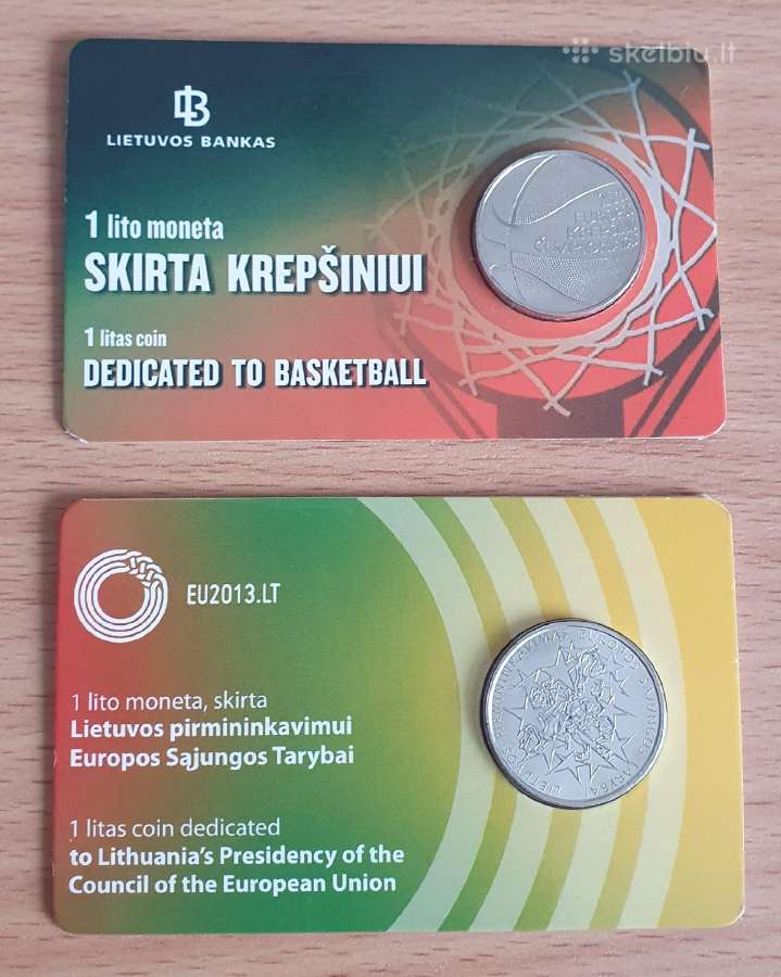 Proginiai 1 litai kortelėse