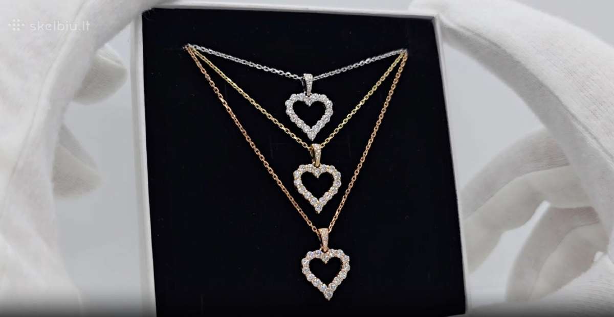 Auksinės širdelės pakabukas su deimantais - nuotraukos Nr. 5