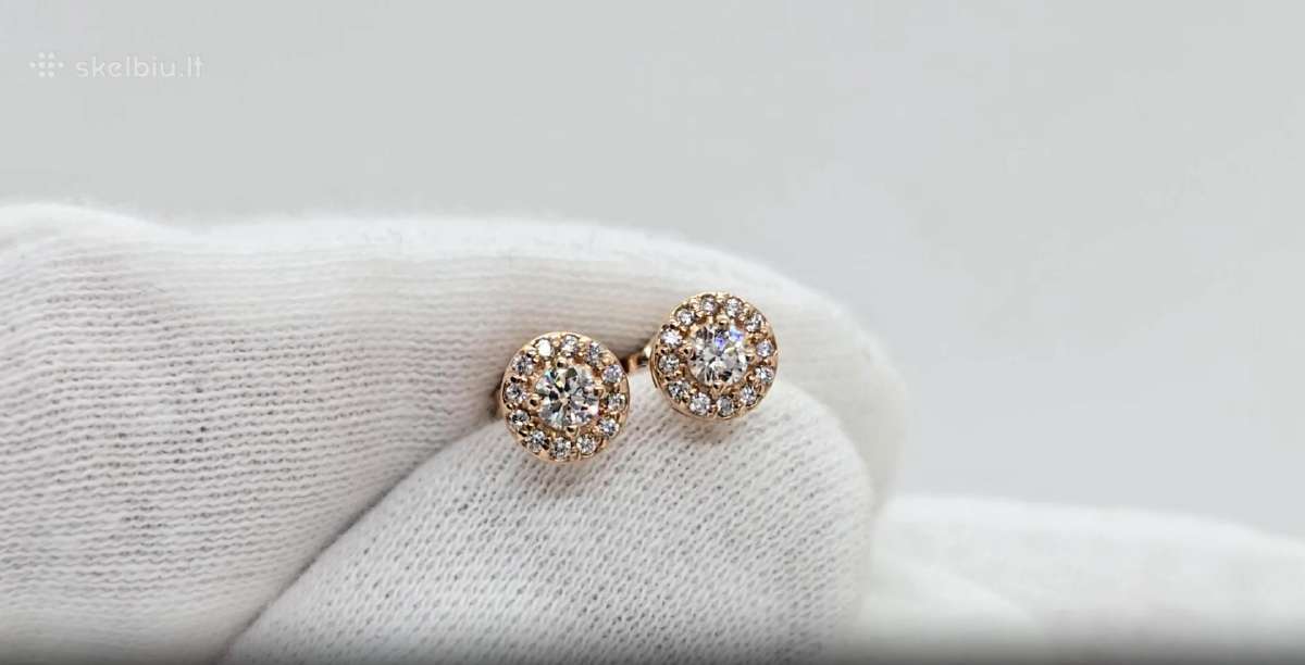 Raudono aukso auskarai su deimantais - nuotraukos Nr. 4