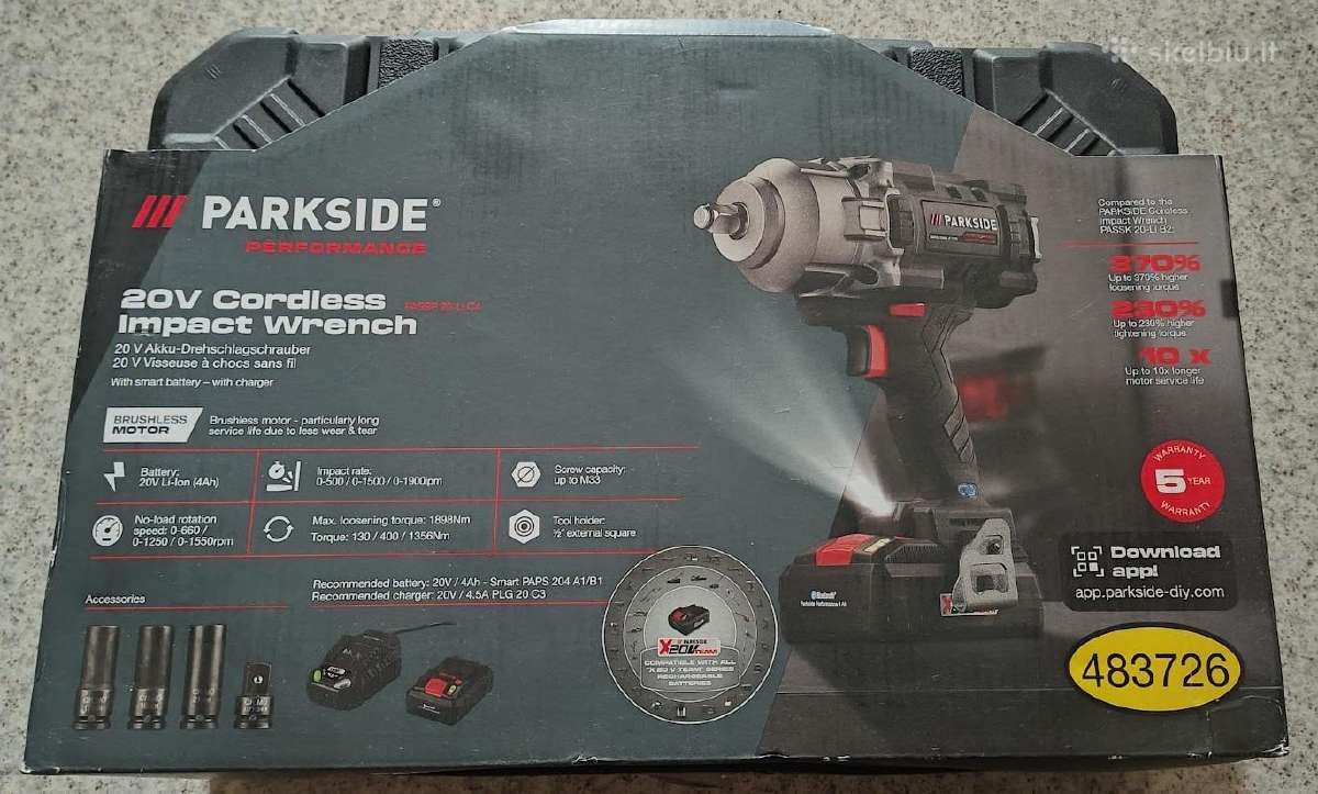 Parkside smūginis veržliasukis su akumu ir krovikl