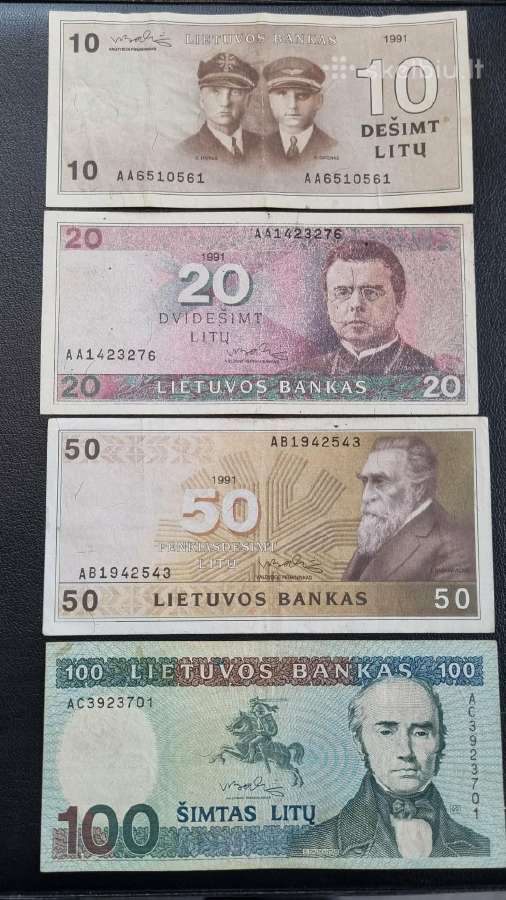 Parduodu 1991 m. 10, 20, 50, 100 litu rinkinuka