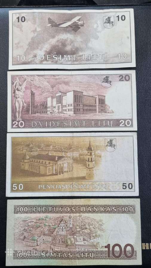 Parduodu 1991 m. 10, 20, 50, 100 litu rinkinuka - nuotraukos Nr. 2