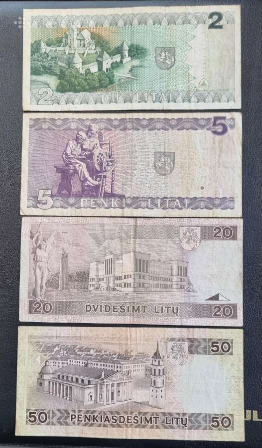 1993 m. banknotai 2 Lt, 5 Lt, 20 Lt, 50 Lt - nuotraukos Nr. 2