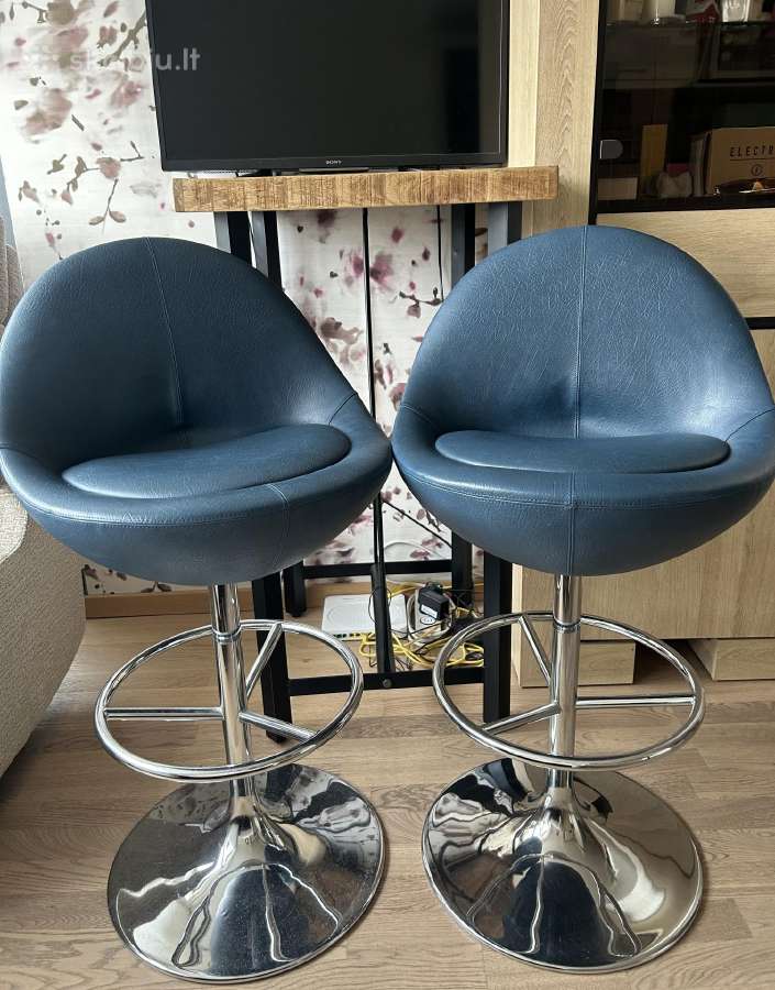 Mėlynos skandinaviškos “Johanson design baro kėdė